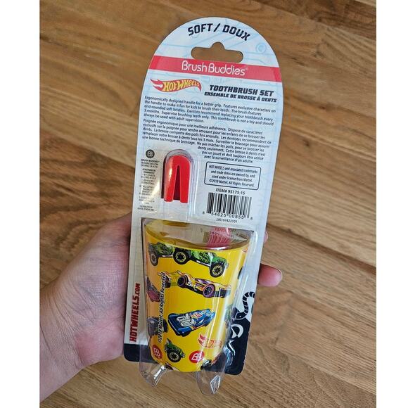Brush Buddies Hot Wheels Toothbrush Set w/ Soft Toothbrush Cap Rinsing Cup - Picture 3 of 5